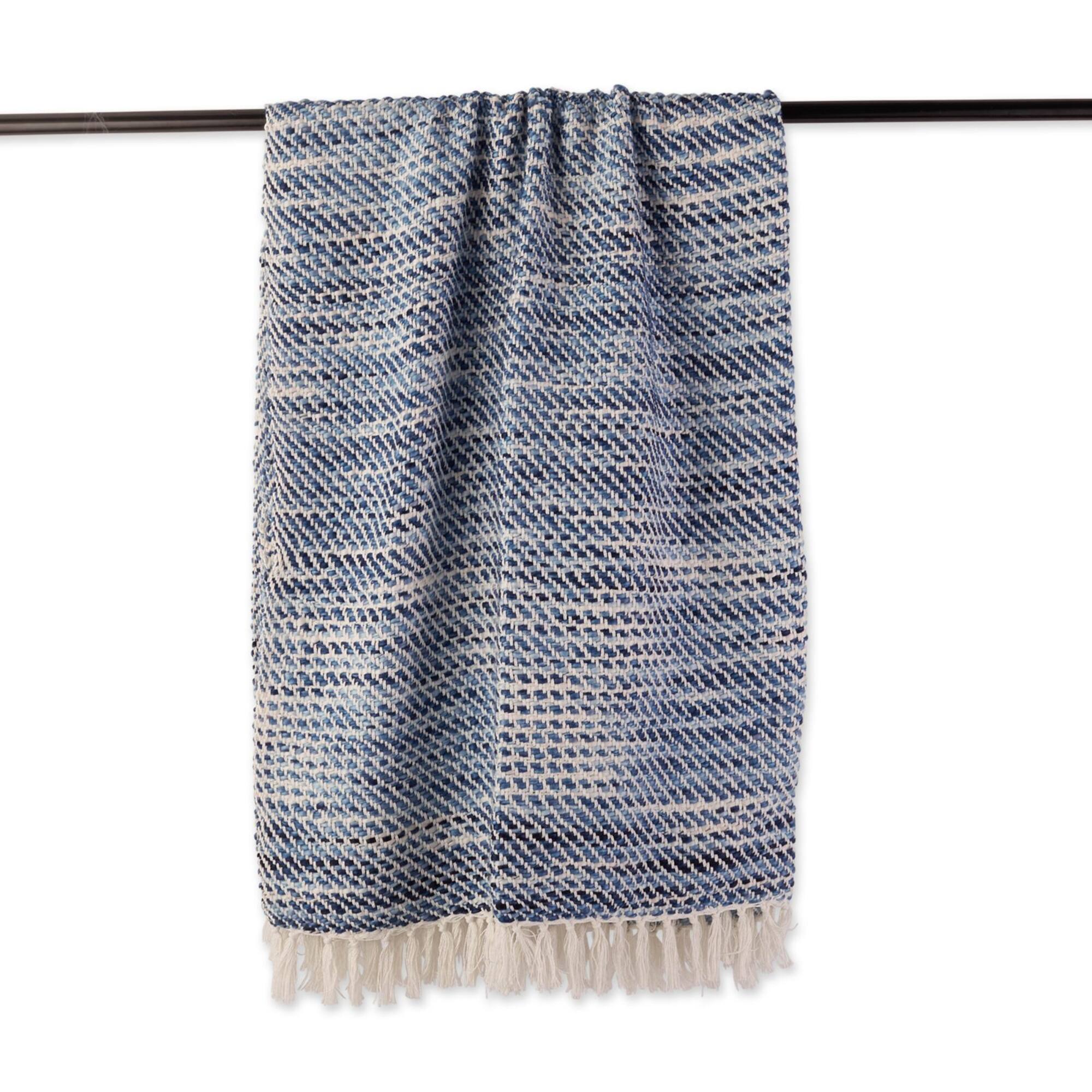 DII® Blue Tone Diagonal Stripe Acrylic Throw